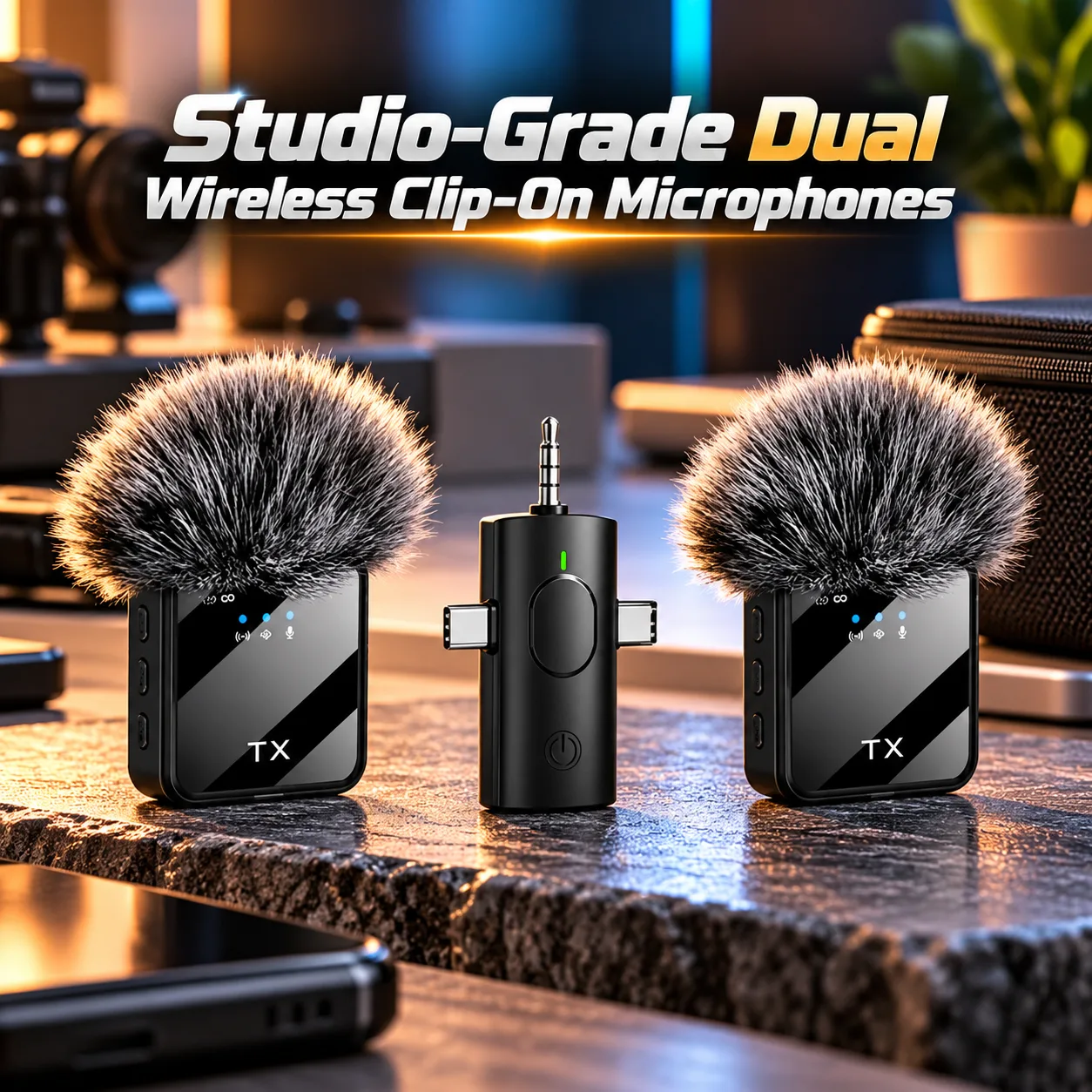 Studio-Grade Dual Wireless Clip-On Microphones