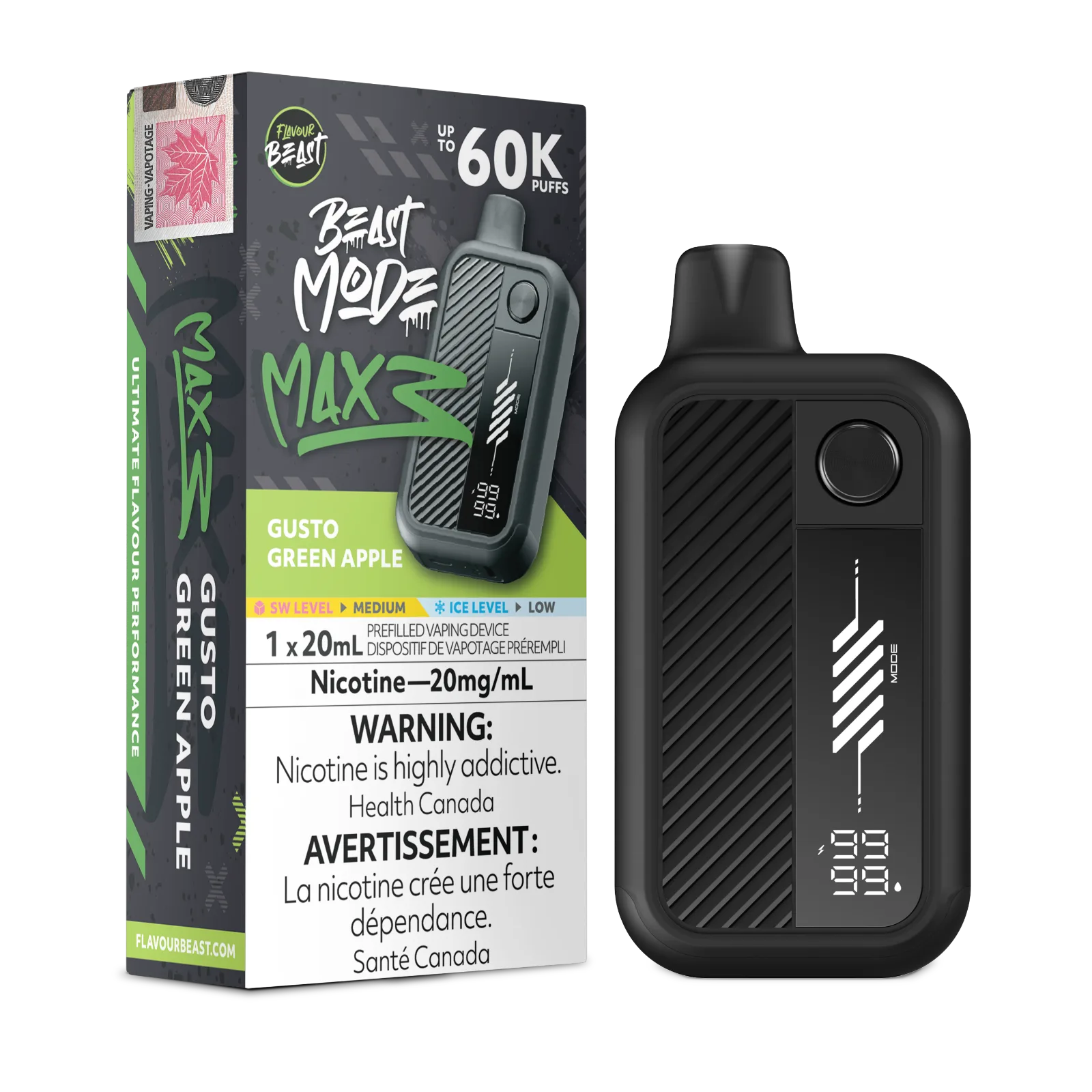 Flavour Beast Beast Mode Max 3 - Gusto Green Apple 20MG 60K