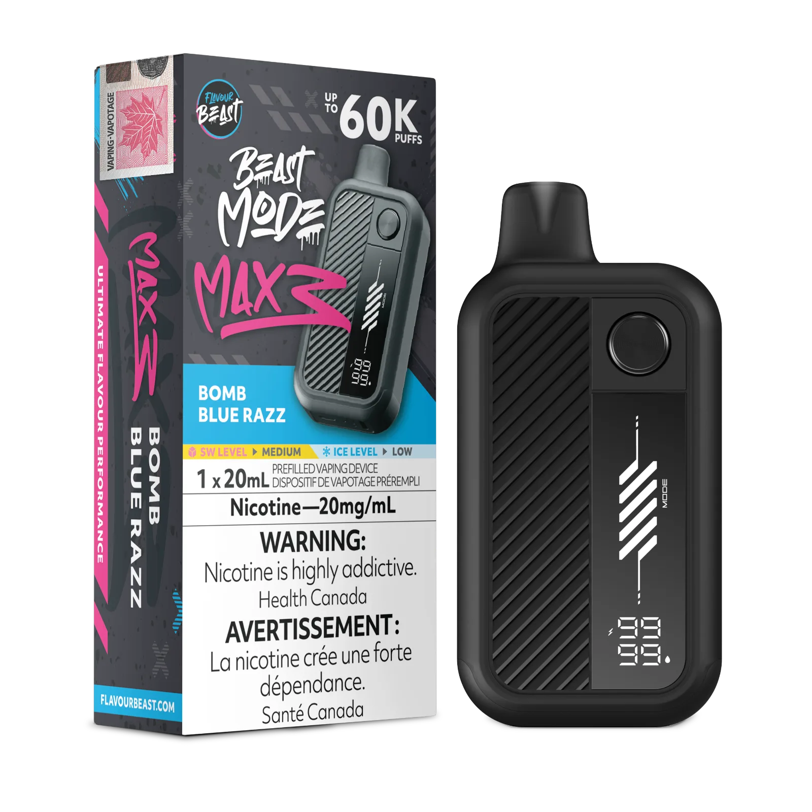 Flavour Beast Beast Mode Max 3 - Bomb Blue Razz 20MG 60K