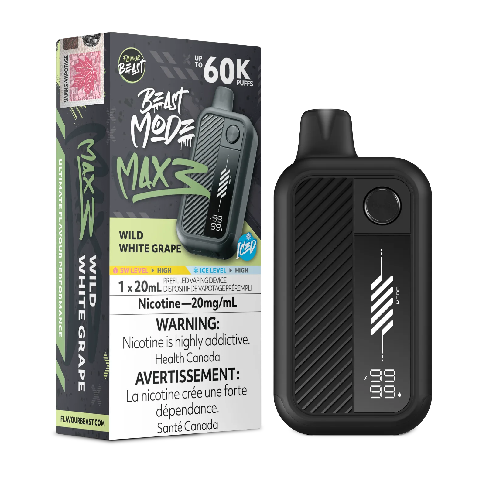 Flavour Beast Beast Mode Max 3 - Wild White Grape Iced 20MG 60K