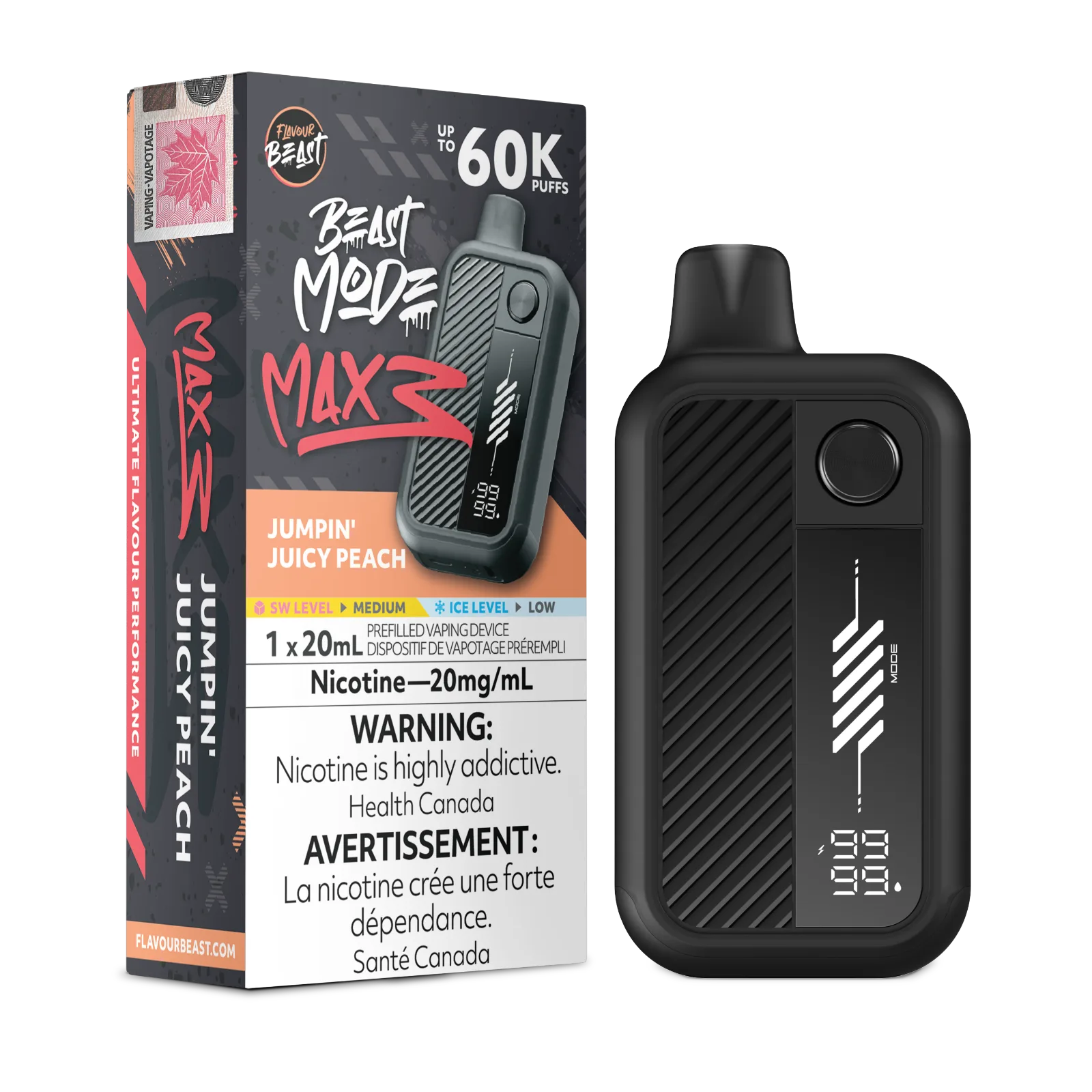 Flavour Beast Beast Mode Max 3 - Jumpin' Juicy Peach 20MG 60K