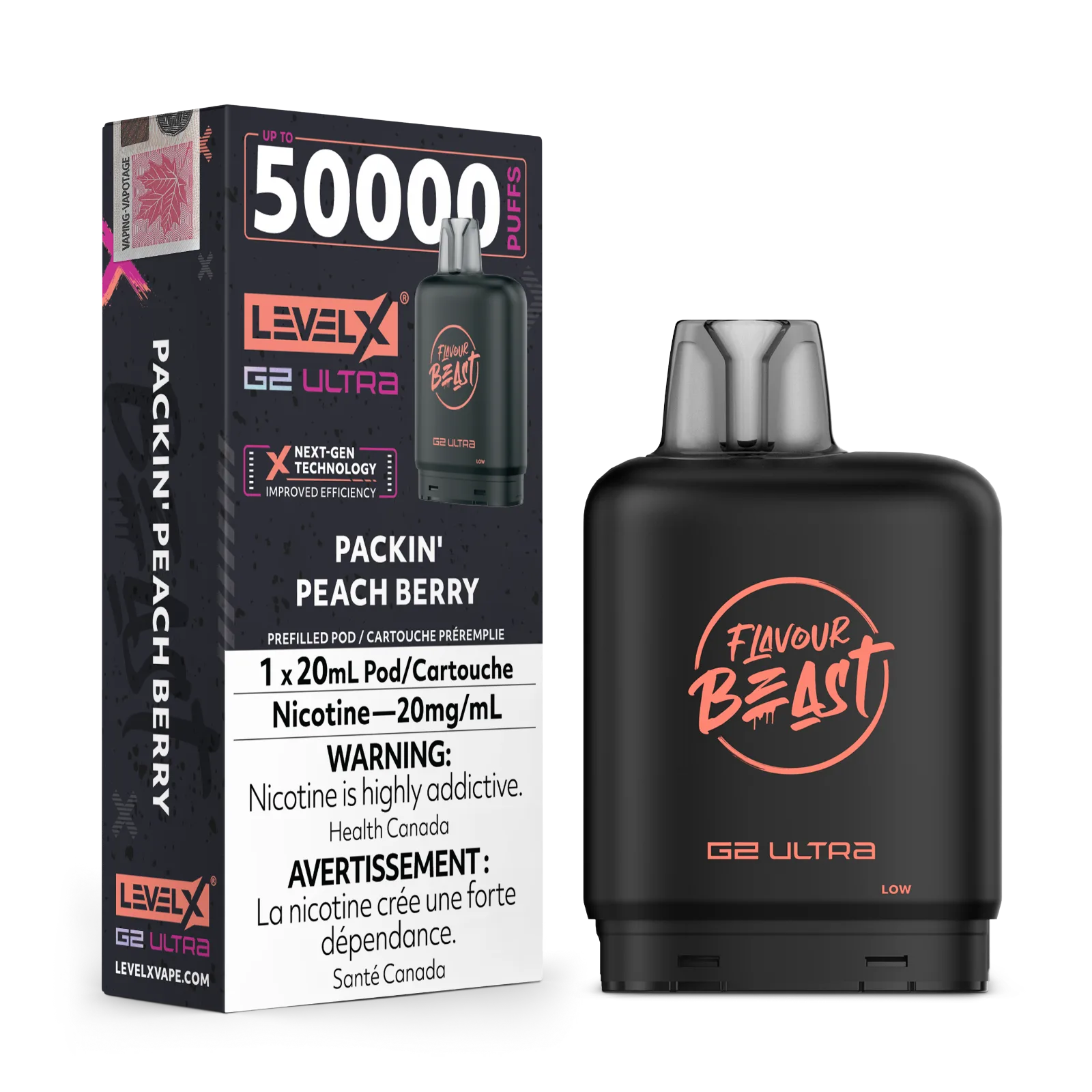 Level X G2 Ultra Pod 20ml - Flavour Beast - Packin' Peach Berry 20MG