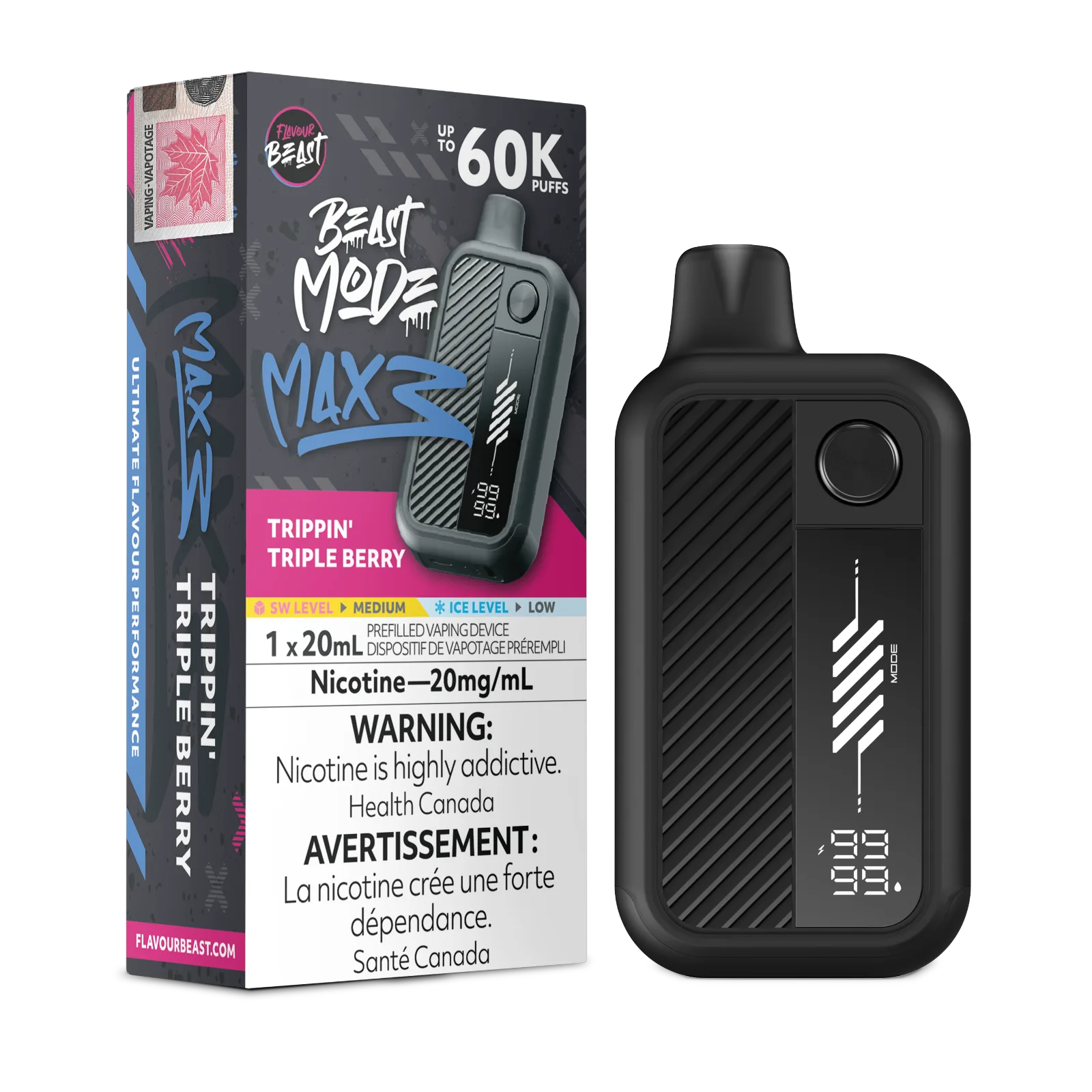 Flavour Beast Beast Mode Max 3 - Trippin' Triple Berry 20MG 60K