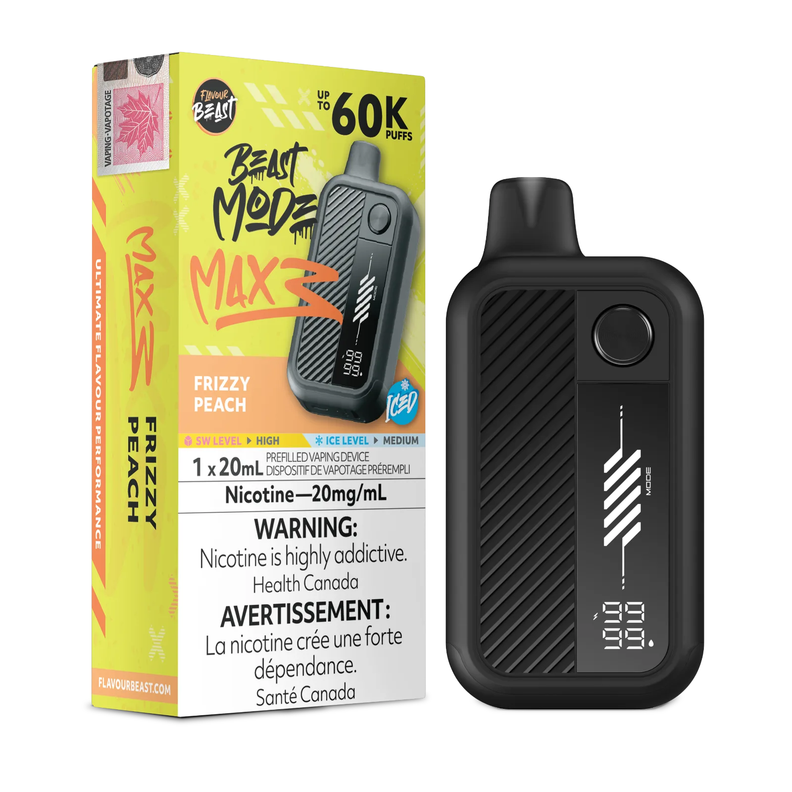 Flavour Beast Beast Mode Max 3 - Frizzy Peach Iced 20MG  60K