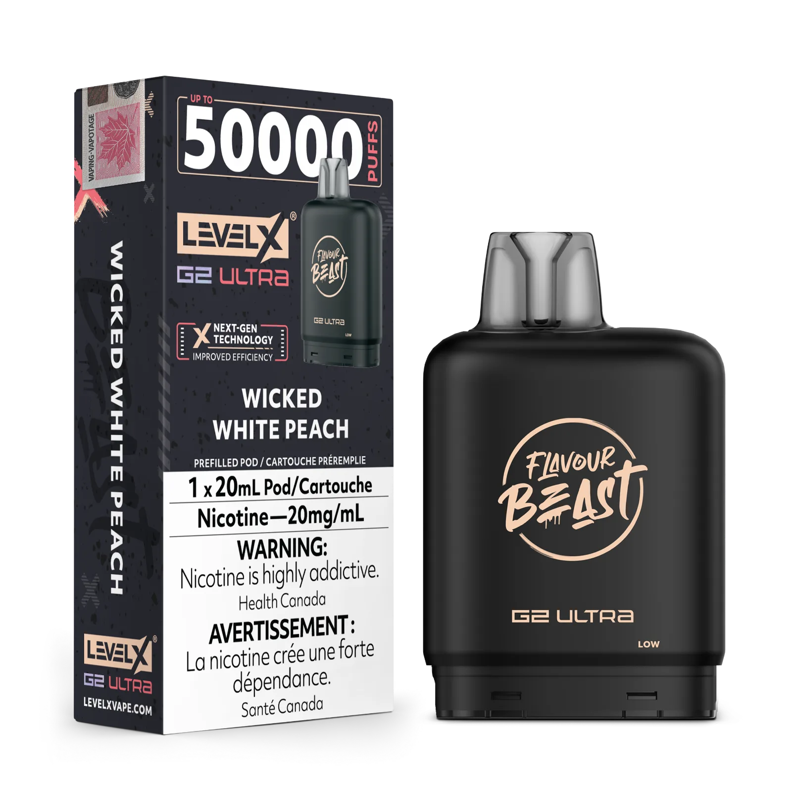 Level X G2 Ultra Pod 20ml - Flavour Beast - Wicked White Peach 20MG