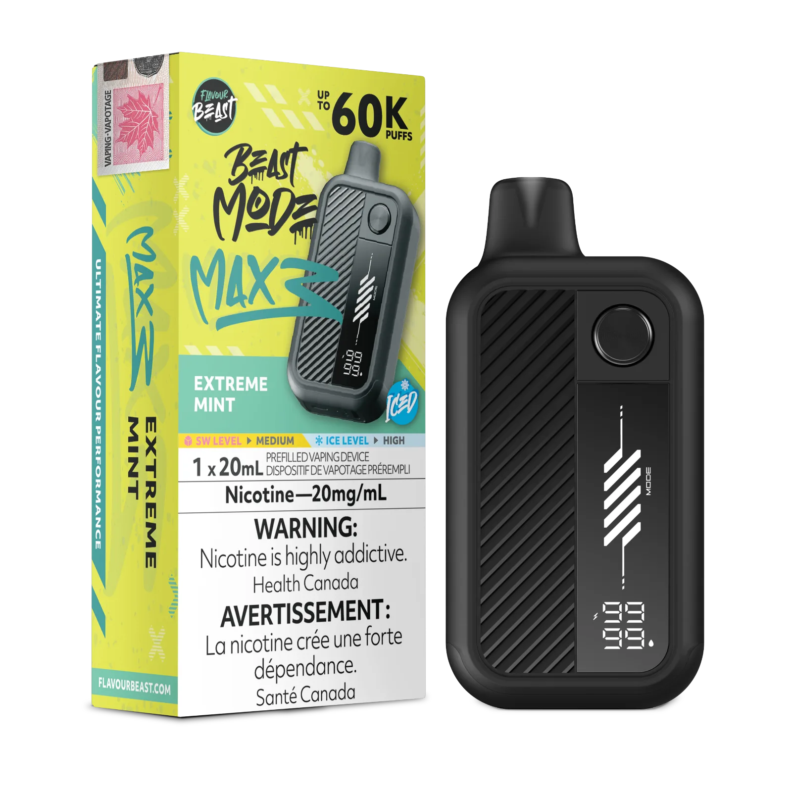 Flavour Beast Beast Mode Max 3 - Extreme Mint Iced 20MG  60K