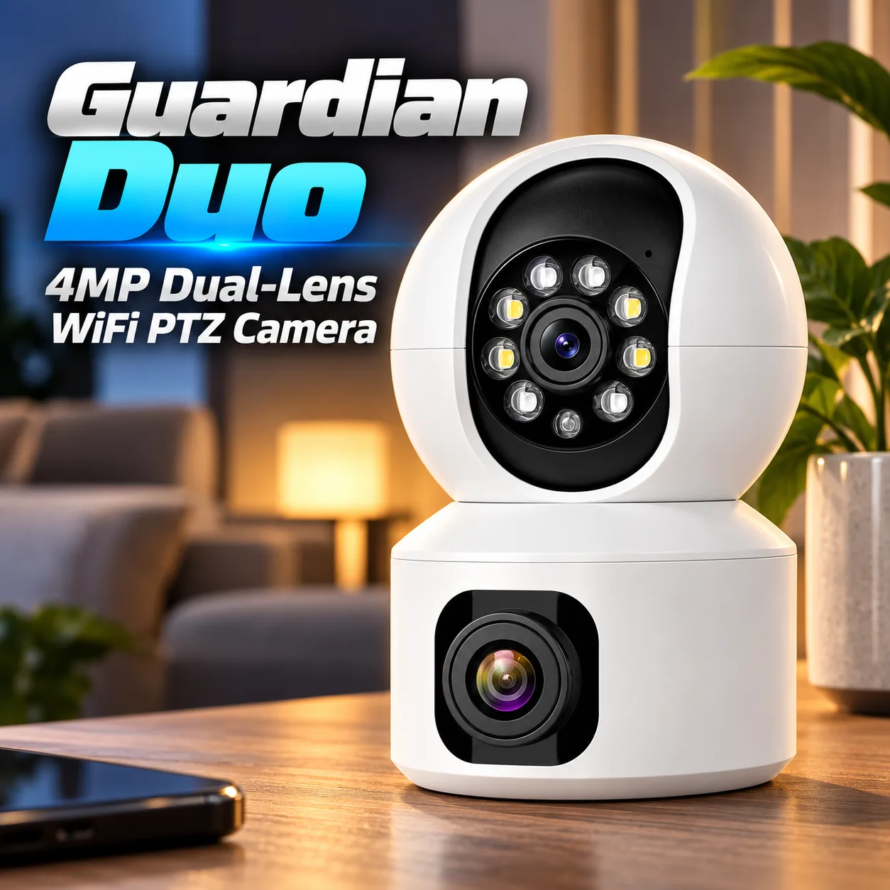 Guardian Duo 4MP Dual-Lens WiFi PTZ Camera