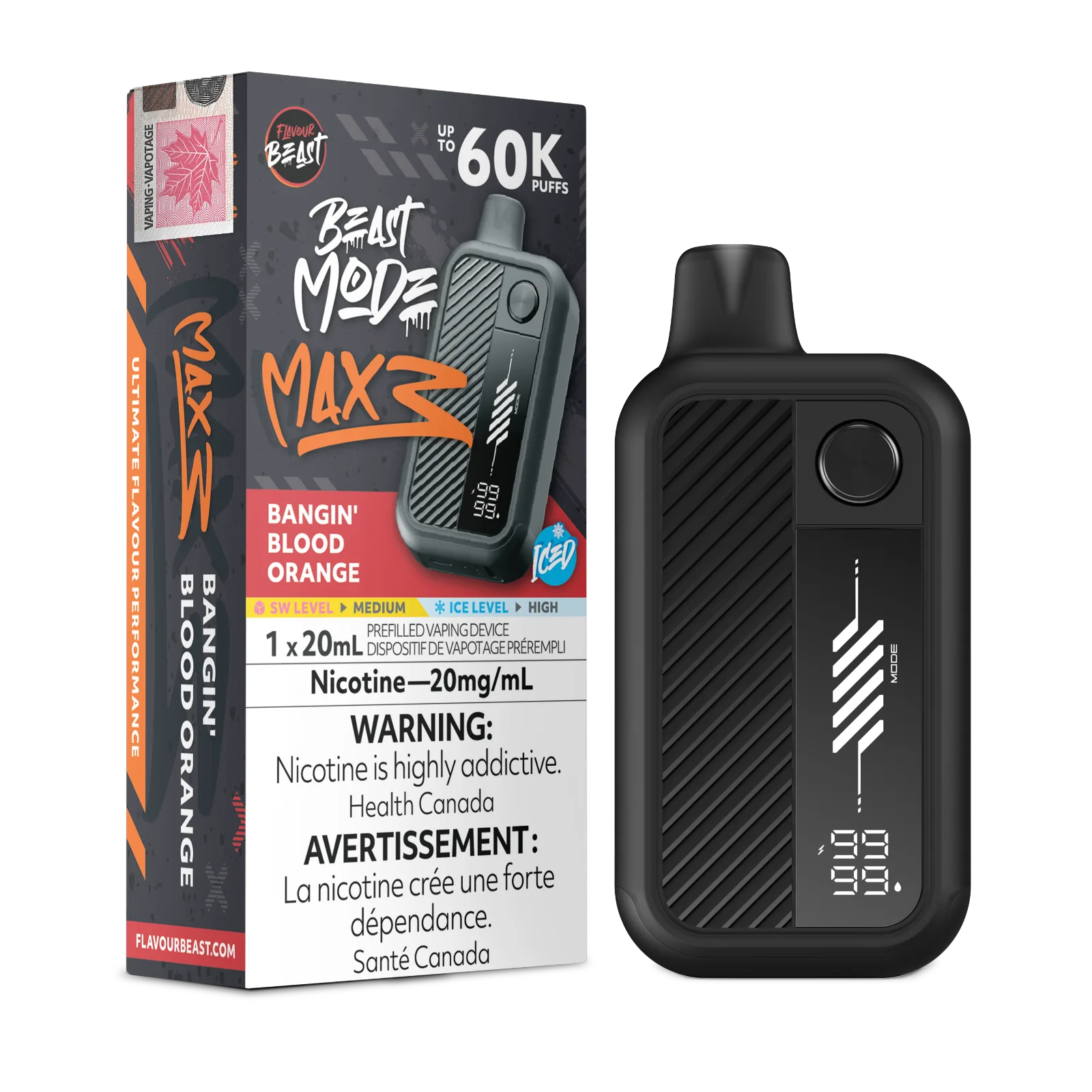 Flavour Beast Beast Mode Max 3 - Bangin' Blood Orange Iced 20MG 60K